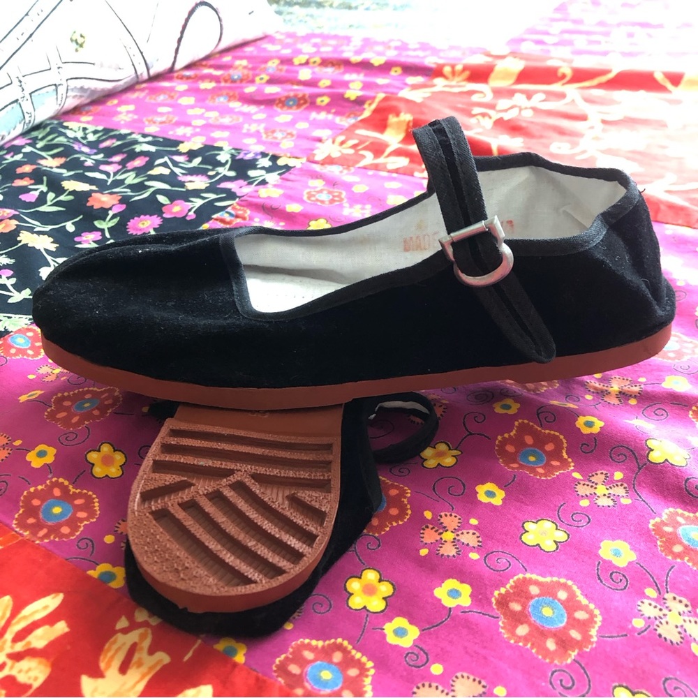 Velvet Mary Jane Flats